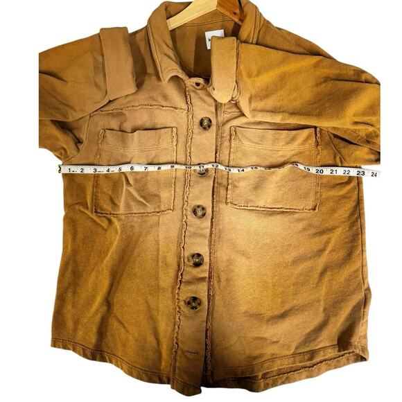Nordstrom Rack Kensie Oversized Brown Raw Edge Button Front Shacket Size Large - Picture 5 of 13